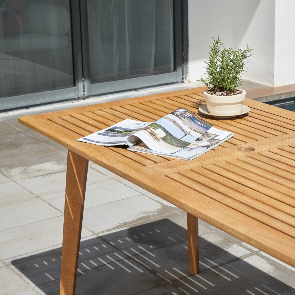 Natural Wood Dining Table with Slatted Top By Homeroots | Outdoor Tables | Modishstore - 3