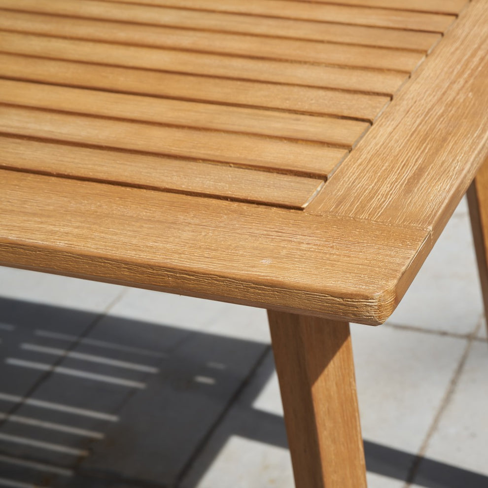 Natural Wood Dining Table with Slatted Top By Homeroots | Outdoor Tables | Modishstore - 6