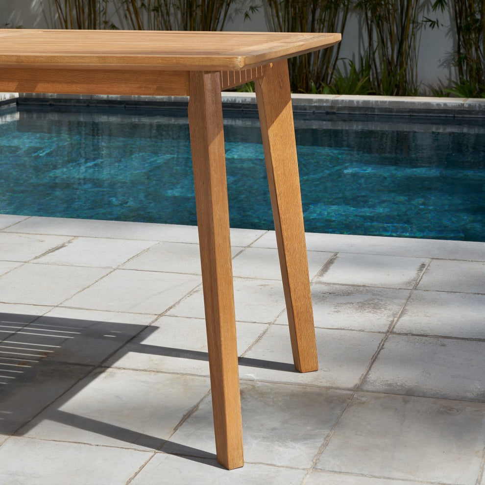 Natural Wood Dining Table with Slatted Top By Homeroots | Outdoor Tables | Modishstore - 7