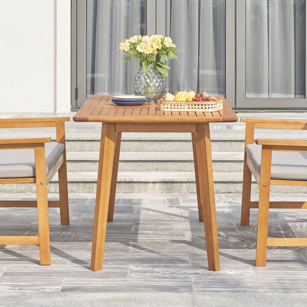 Light Wood Dining Table with Slatted Top By Homeroots | Outdoor Tables | Modishstore