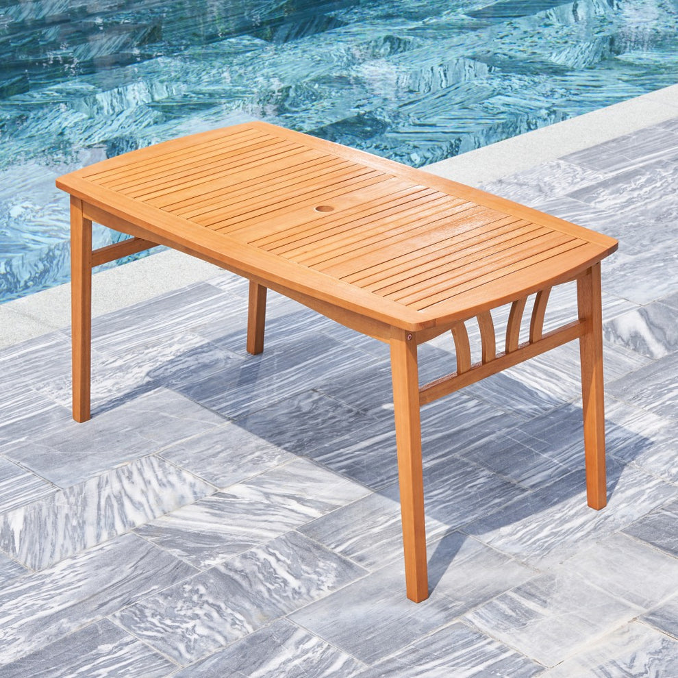 Natural Wood Dining Table with Sturdy Legs By Homeroots | Outdoor Tables | Modishstore - 2