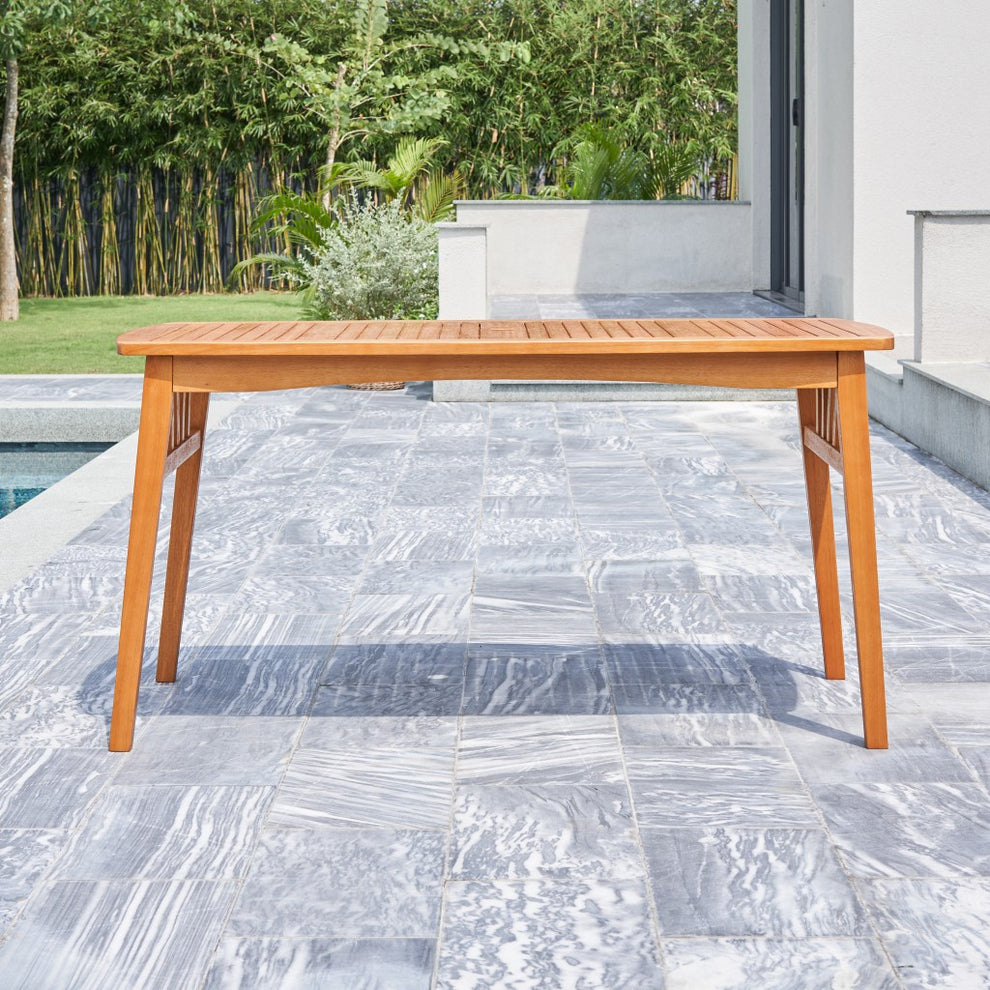 Natural Wood Dining Table with Sturdy Legs By Homeroots | Outdoor Tables | Modishstore - 3