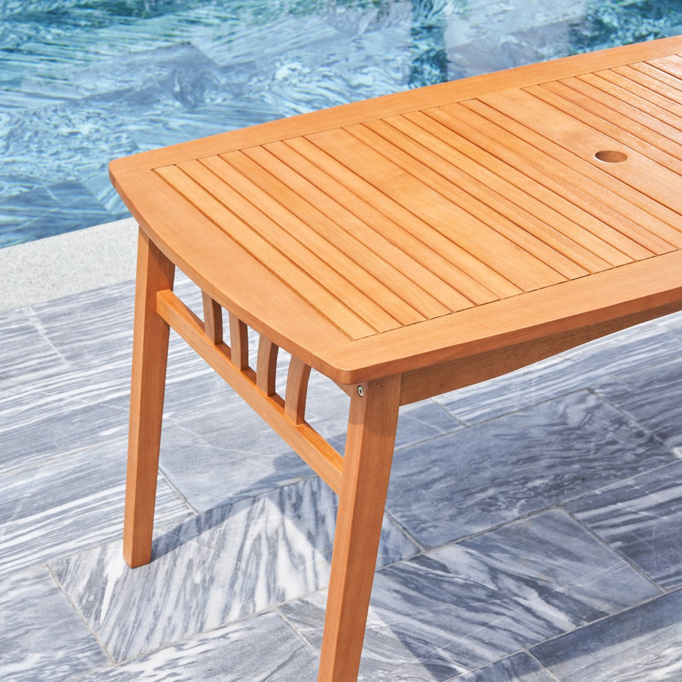 Natural Wood Dining Table with Sturdy Legs By Homeroots | Outdoor Tables | Modishstore - 5