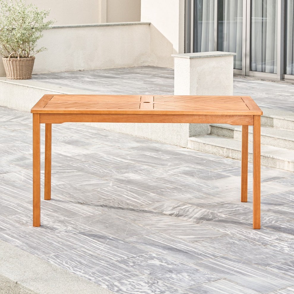 Natural Wood Dining Table with Straight Legs By Homeroots | Outdoor Tables | Modishstore - 2