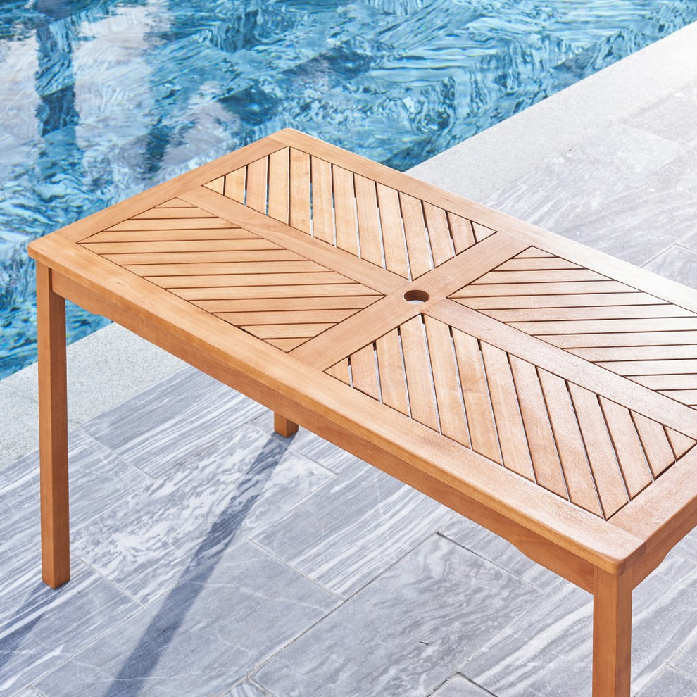 Natural Wood Dining Table with Straight Legs By Homeroots | Outdoor Tables | Modishstore - 4