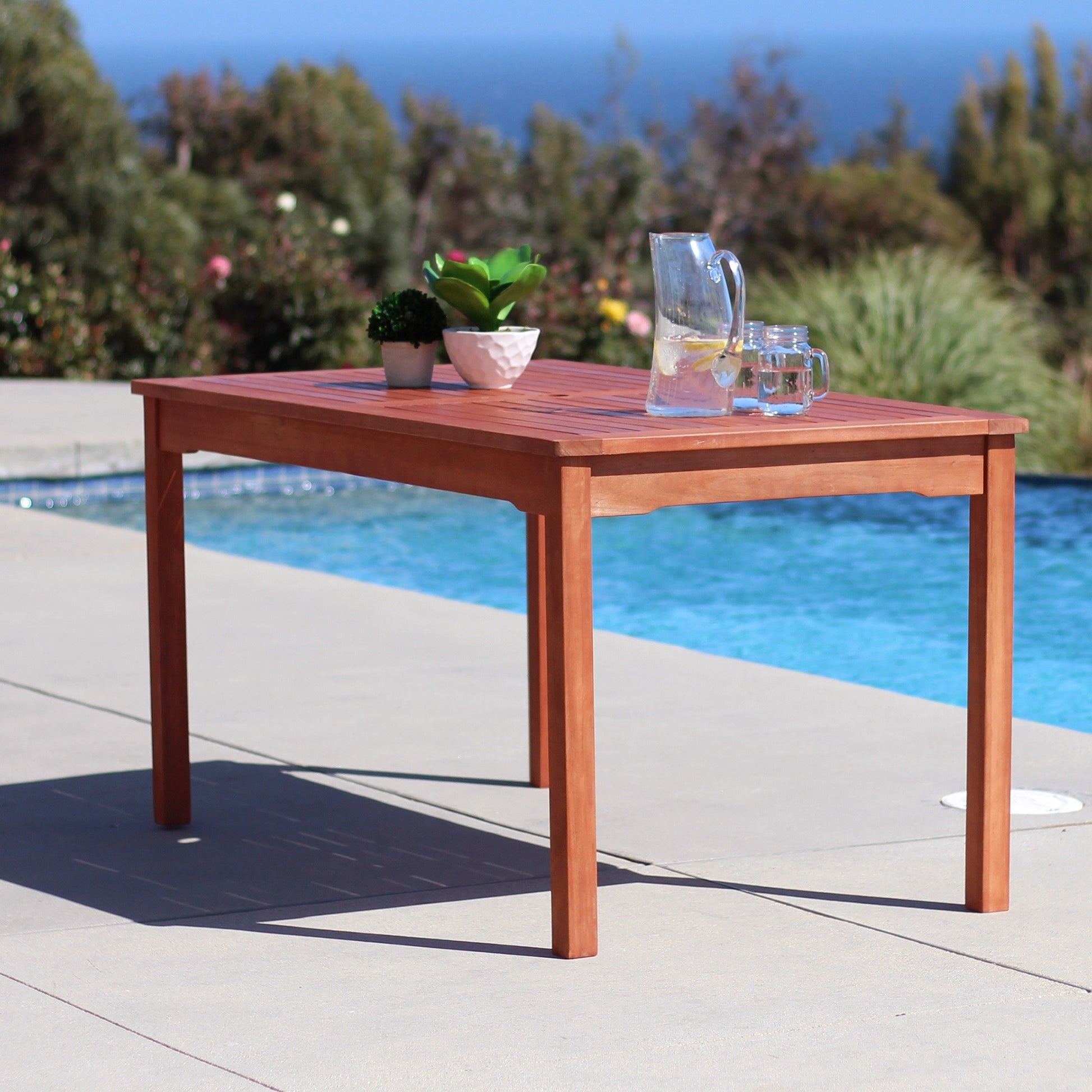 Sienna Brown Dining Table with Straight Legs By Homeroots | Outdoor Tables | Modishstore - 2