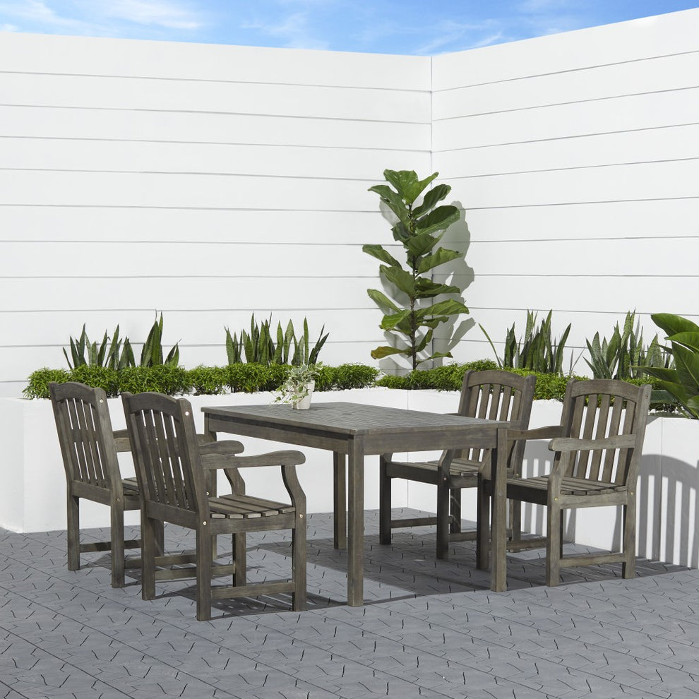 Distressed Grey Dining Table with Straight Legs By Homeroots | Outdoor Tables | Modishstore - 4