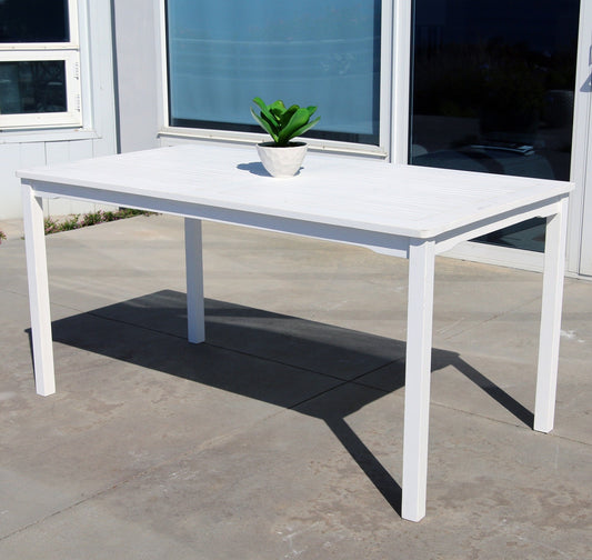 White Dining Table with Straight Legs By Homeroots | Outdoor Tables | Modishstore - 2