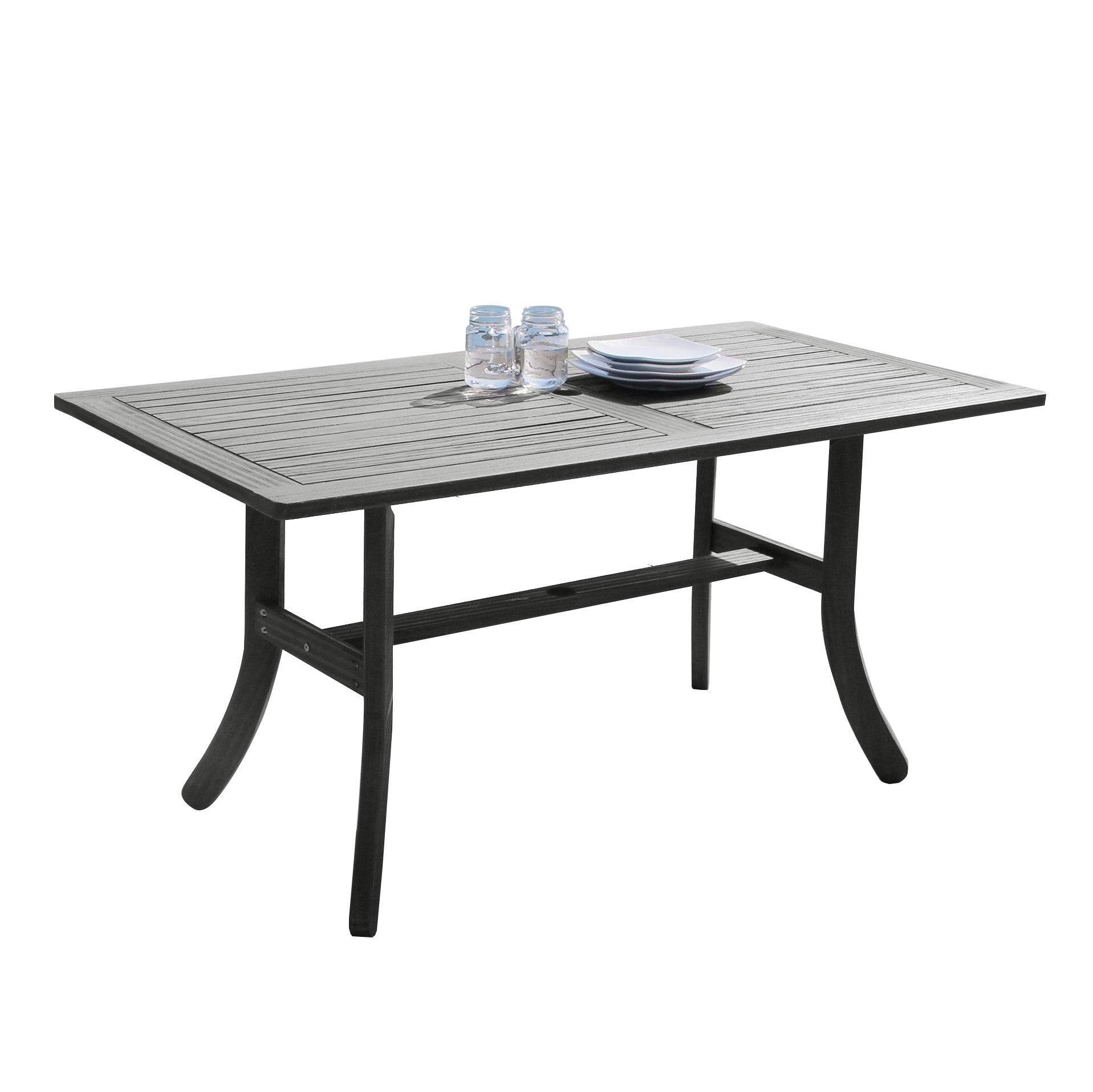 Distressed Grey Dining Table with Curved Legs By Homeroots | Outdoor Tables | Modishstore