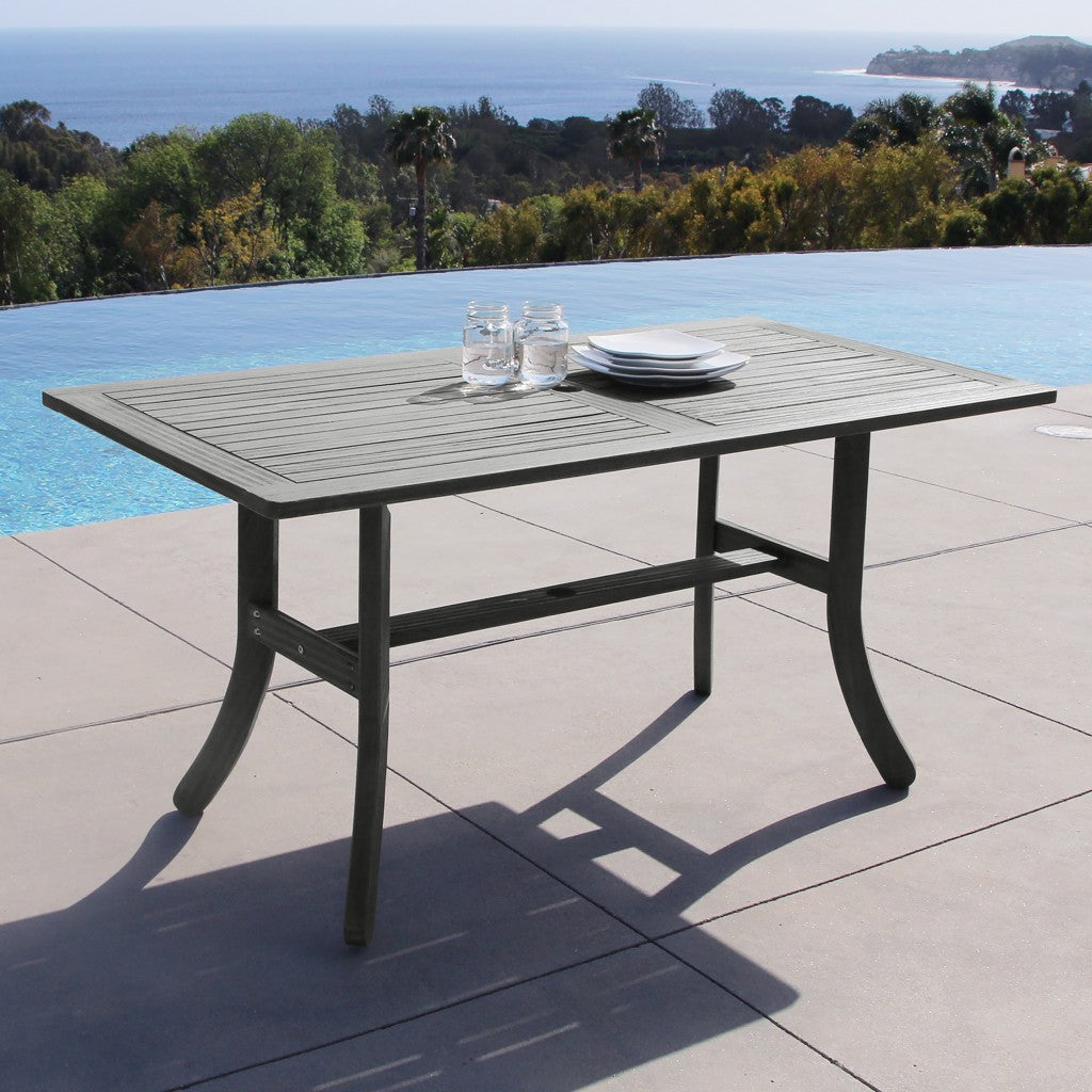 Distressed Grey Dining Table with Curved Legs By Homeroots | Outdoor Tables | Modishstore - 2