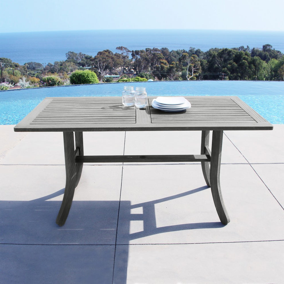 Distressed Grey Dining Table with Curved Legs By Homeroots | Outdoor Tables | Modishstore - 3