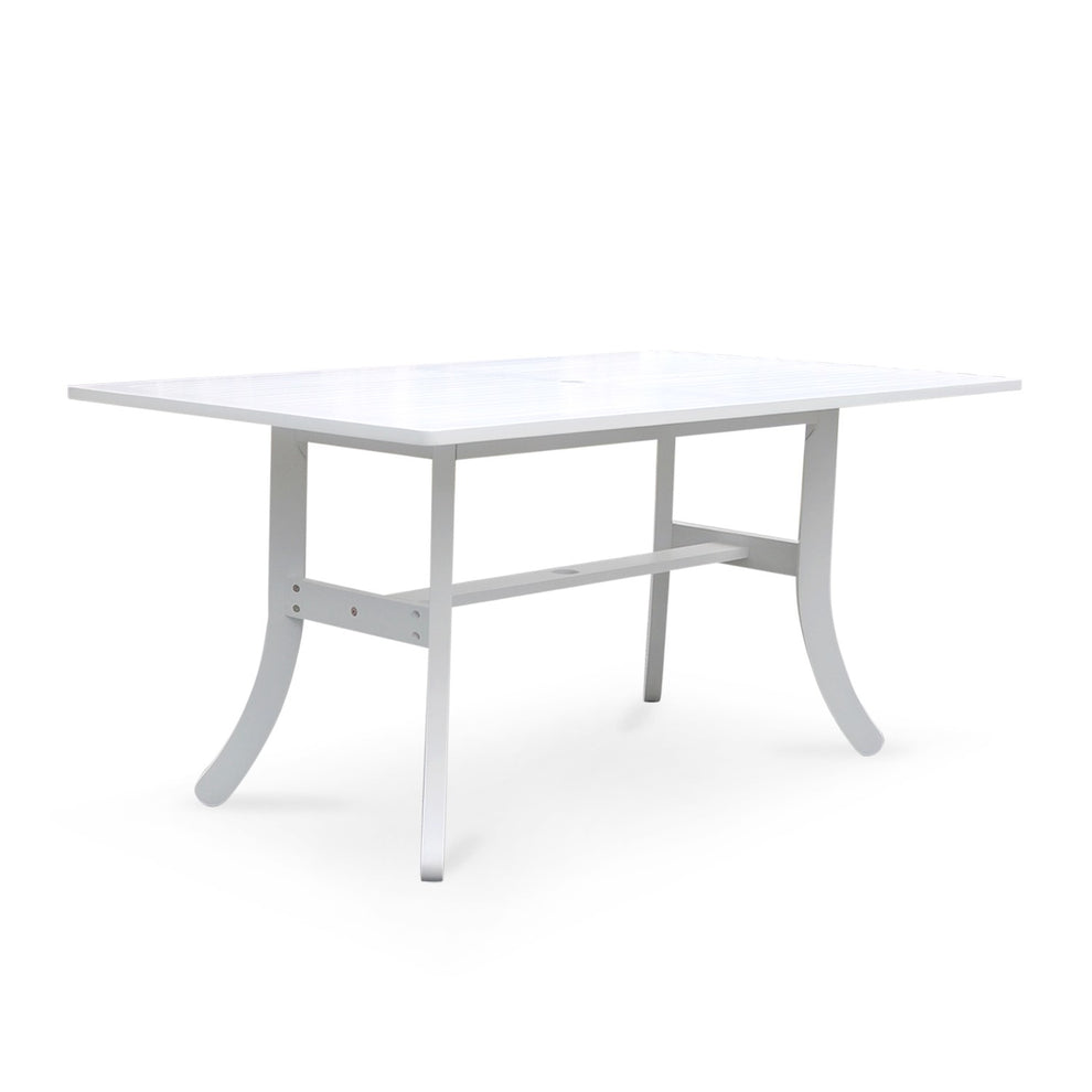 White Dining Table with Curved Legs By Homeroots | Outdoor Tables | Modishstore - 2