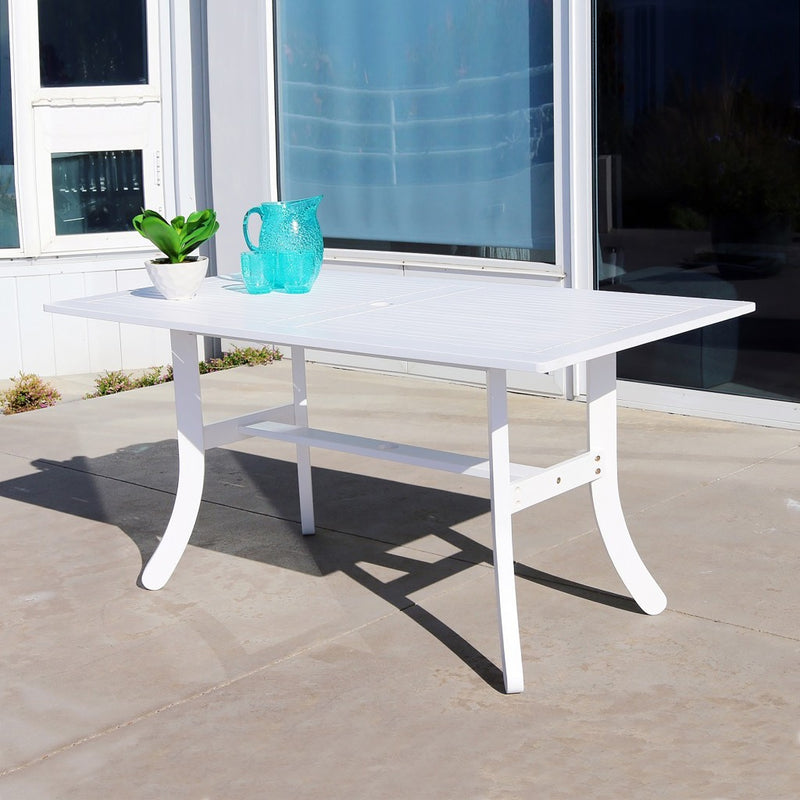 White Dining Table with Curved Legs By Homeroots | Outdoor Tables | Modishstore