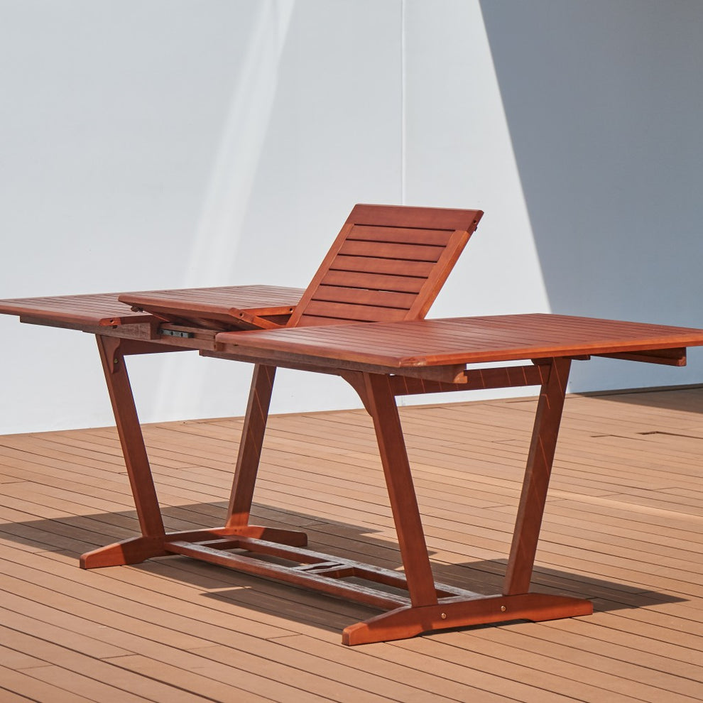Sienna Brown Extendable Dining Table By Homeroots | Outdoor Tables | Modishstore - 2