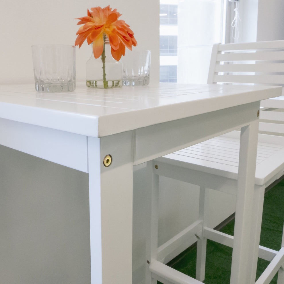 White Square Bar Table By Homeroots | Outdoor Tables | Modishstore - 2