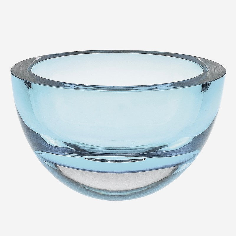 Aqua Blue Mouth Blown Polish Crystal Thick Walled Bowl By Homeroots | Decorative Bowls | Modishstore