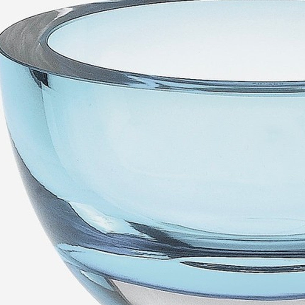 Aqua Blue Mouth Blown Polish Crystal Thick Walled Bowl By Homeroots | Decorative Bowls | Modishstore - 5