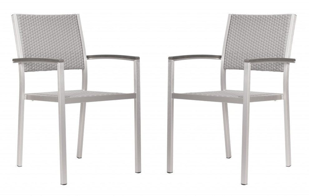 Set Of Two 21" White Aluminum Arm Chair By Homeroots | Armchairs | Modishstore - 5