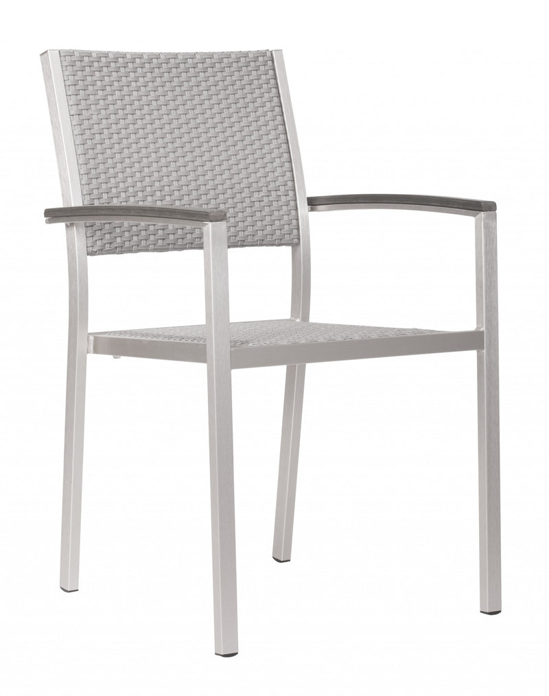 Set Of Two 21" White Aluminum Arm Chair By Homeroots | Armchairs | Modishstore