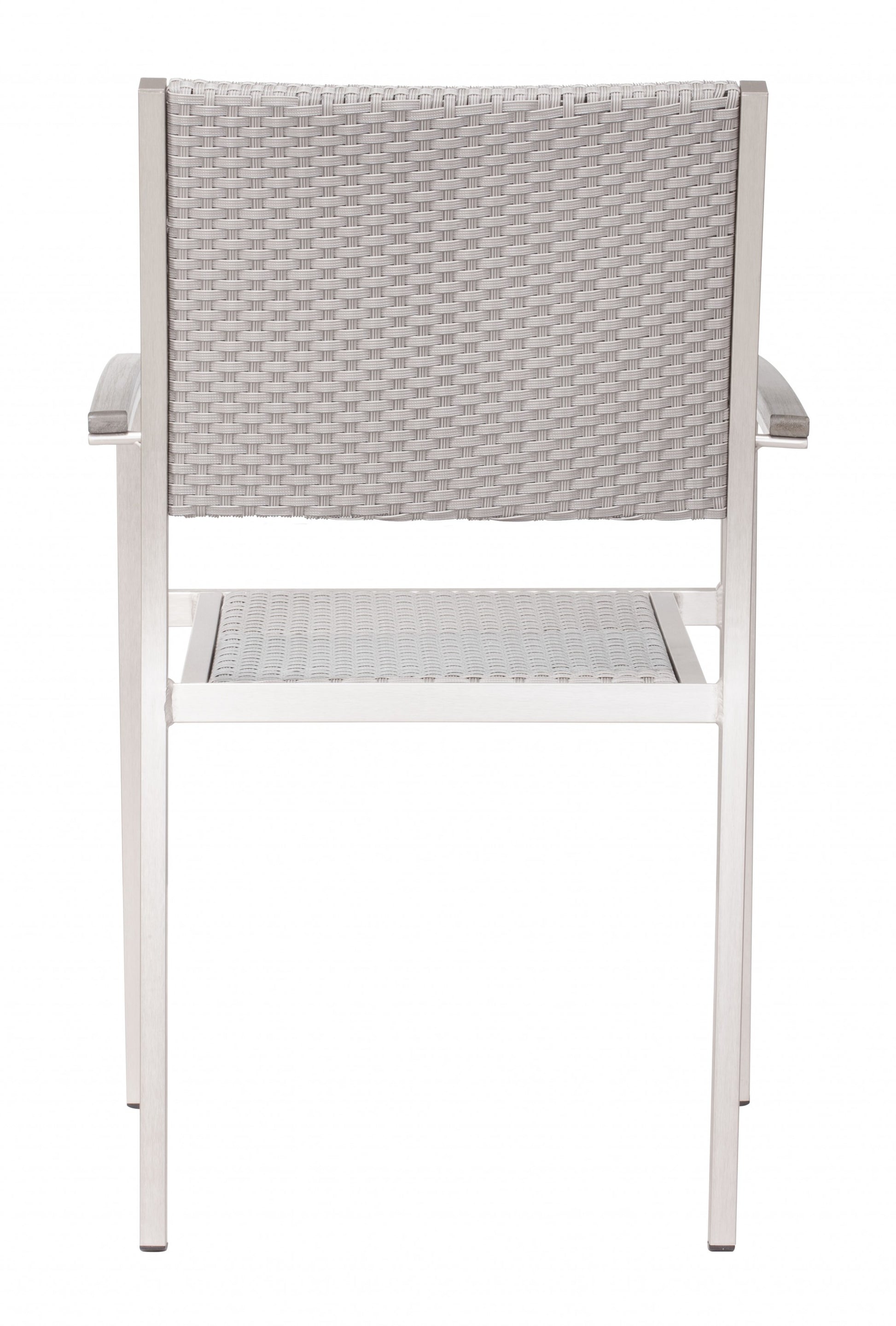 Set Of Two 21" White Aluminum Arm Chair By Homeroots | Armchairs | Modishstore - 4