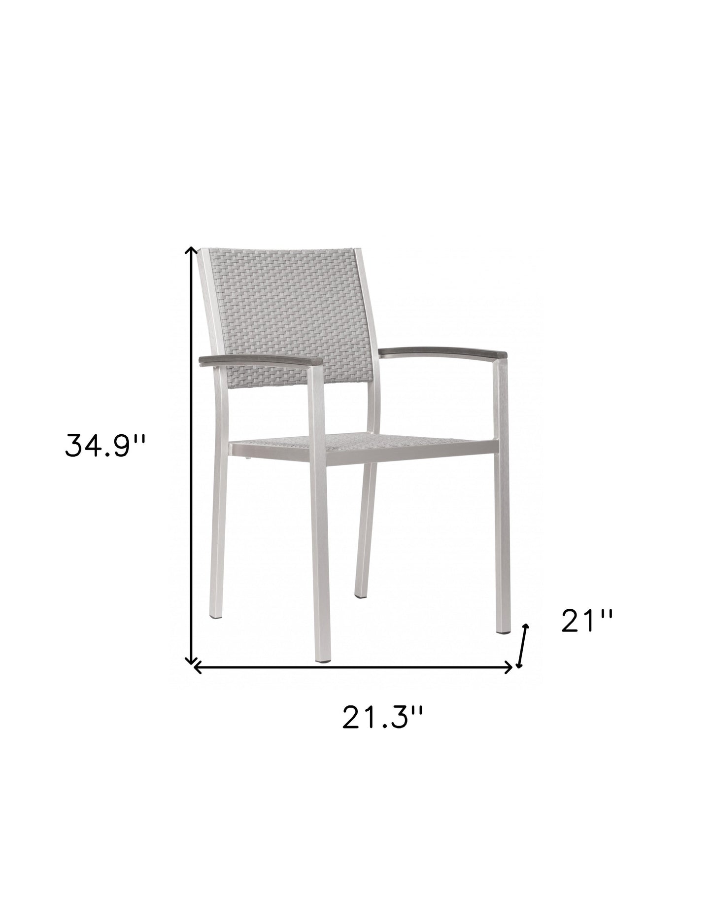 Set Of Two 21" White Aluminum Arm Chair By Homeroots | Armchairs | Modishstore - 8