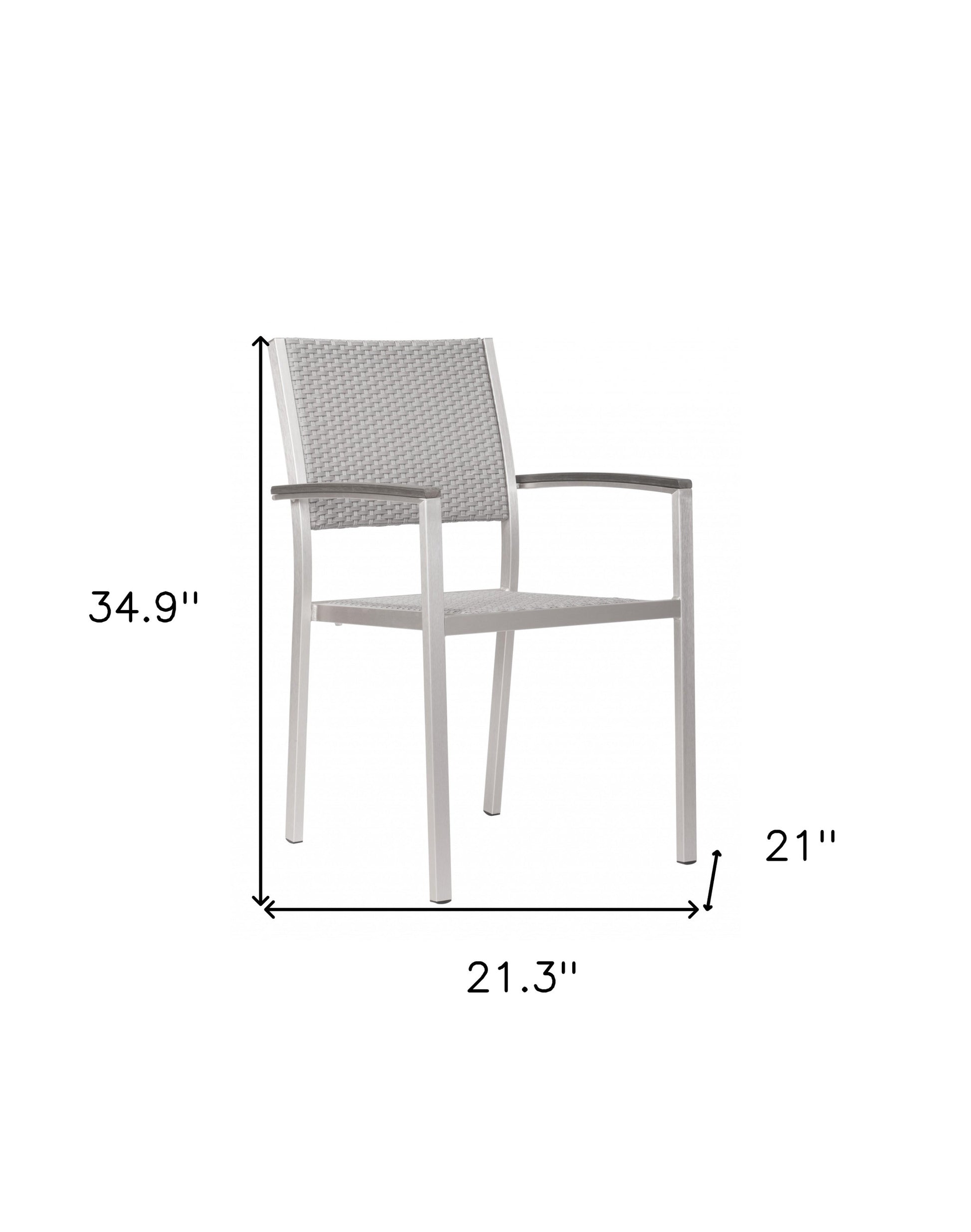 Set Of Two 21" White Aluminum Arm Chair By Homeroots | Armchairs | Modishstore - 8