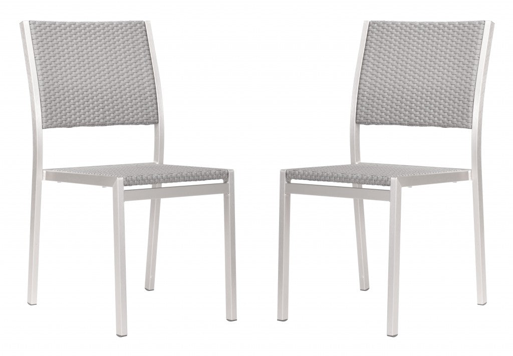 Set Of Two 18" White Aluminum Side Chair By Homeroots | Armchairs | Modishstore - 5