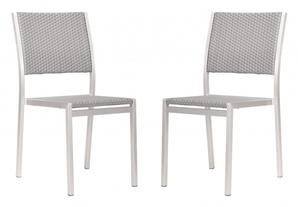 Set Of Two 18" White Aluminum Side Chair By Homeroots | Armchairs | Modishstore - 5