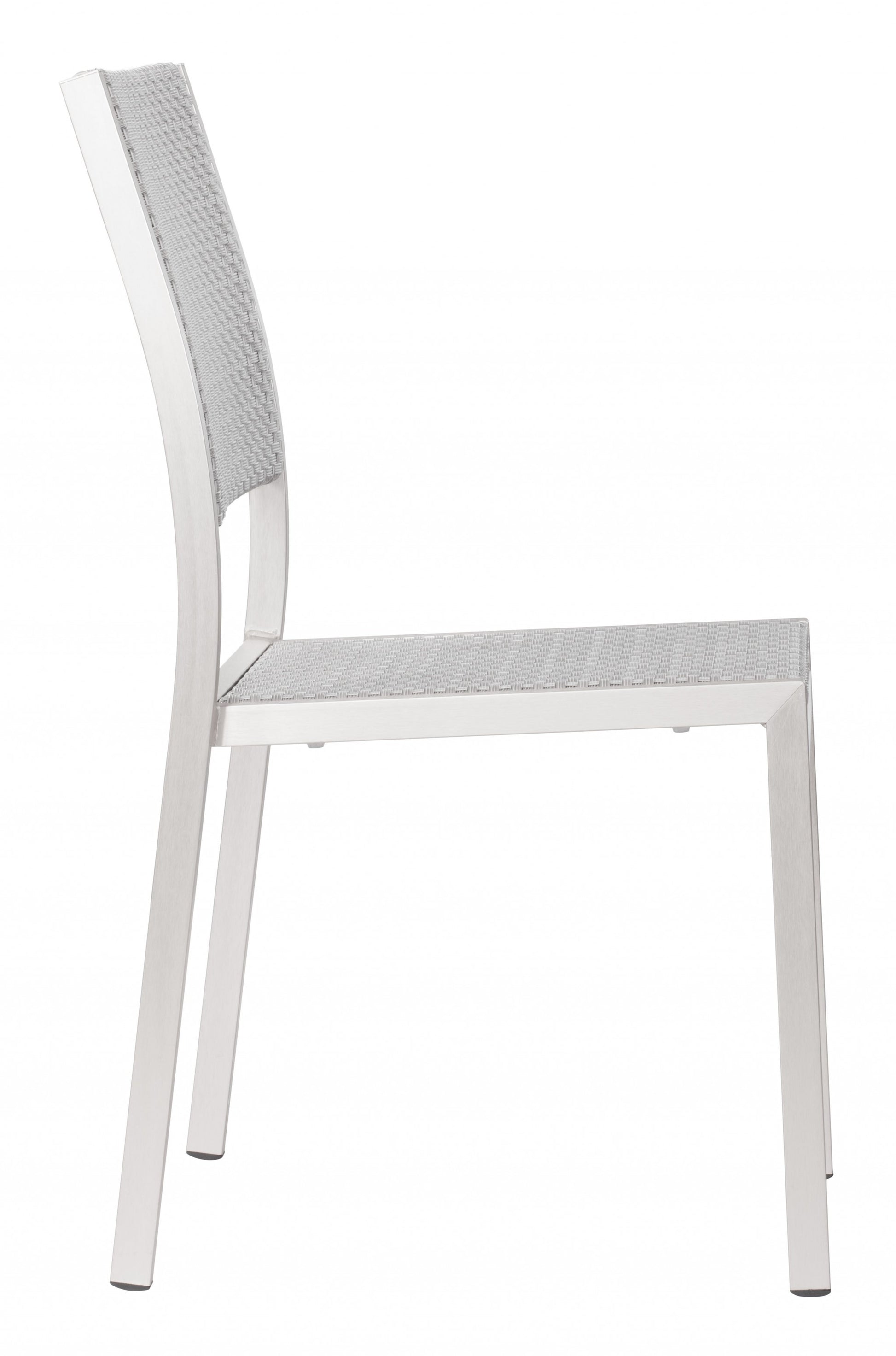Set Of Two 18" White Aluminum Side Chair By Homeroots | Armchairs | Modishstore - 2