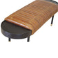 Warm Brown Leather and Solid Wood Bench By Homeroots