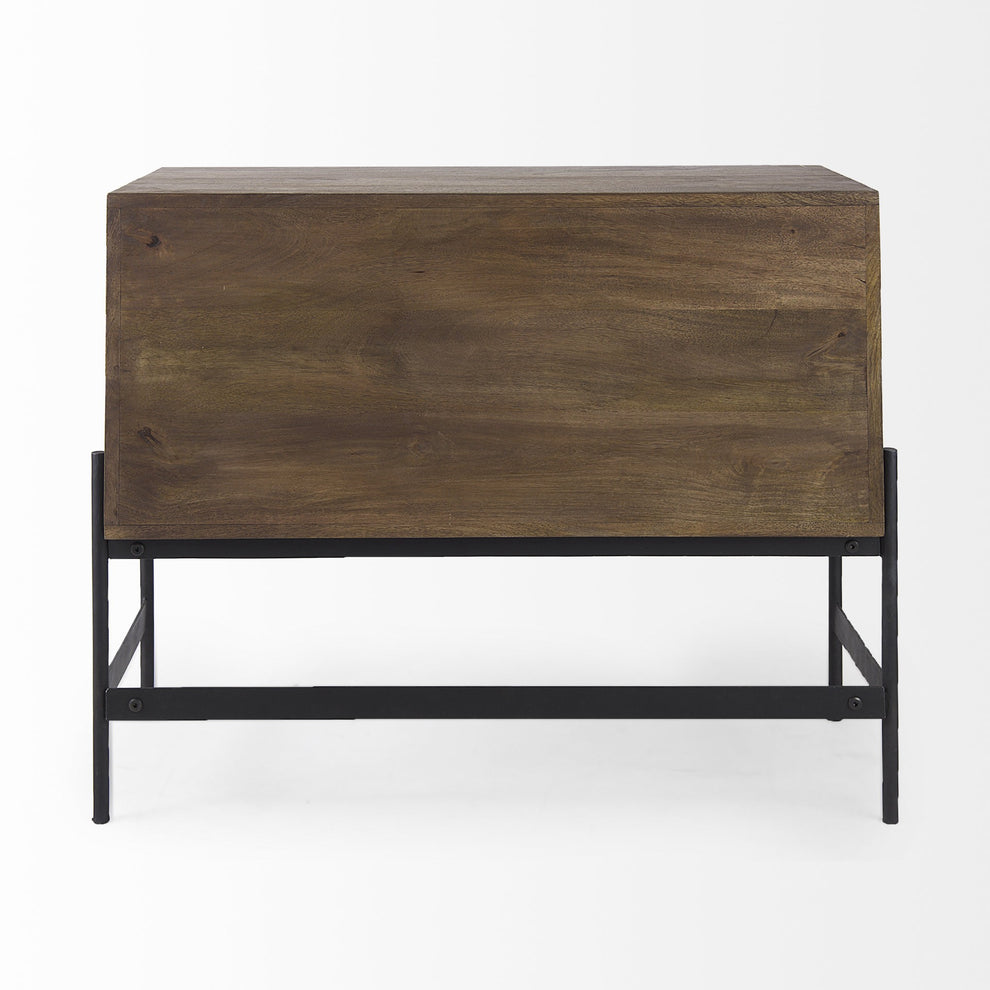 Dark Brown Two Door Cabinet With Metal Legs By Homeroots | Cabinets | Modishstore - 4