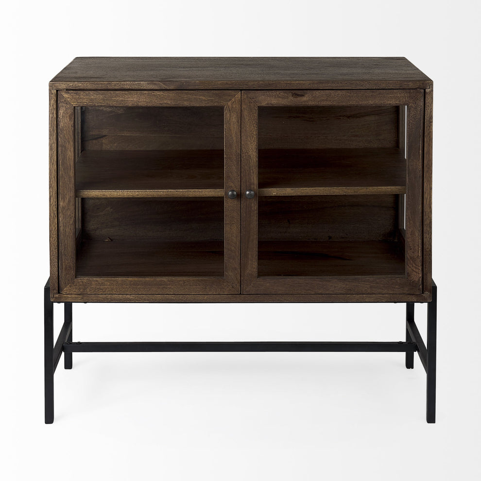 Rustic Dark Brown Two Door Shadowbox Cabinet By Homeroots | Cabinets | Modishstore - 2