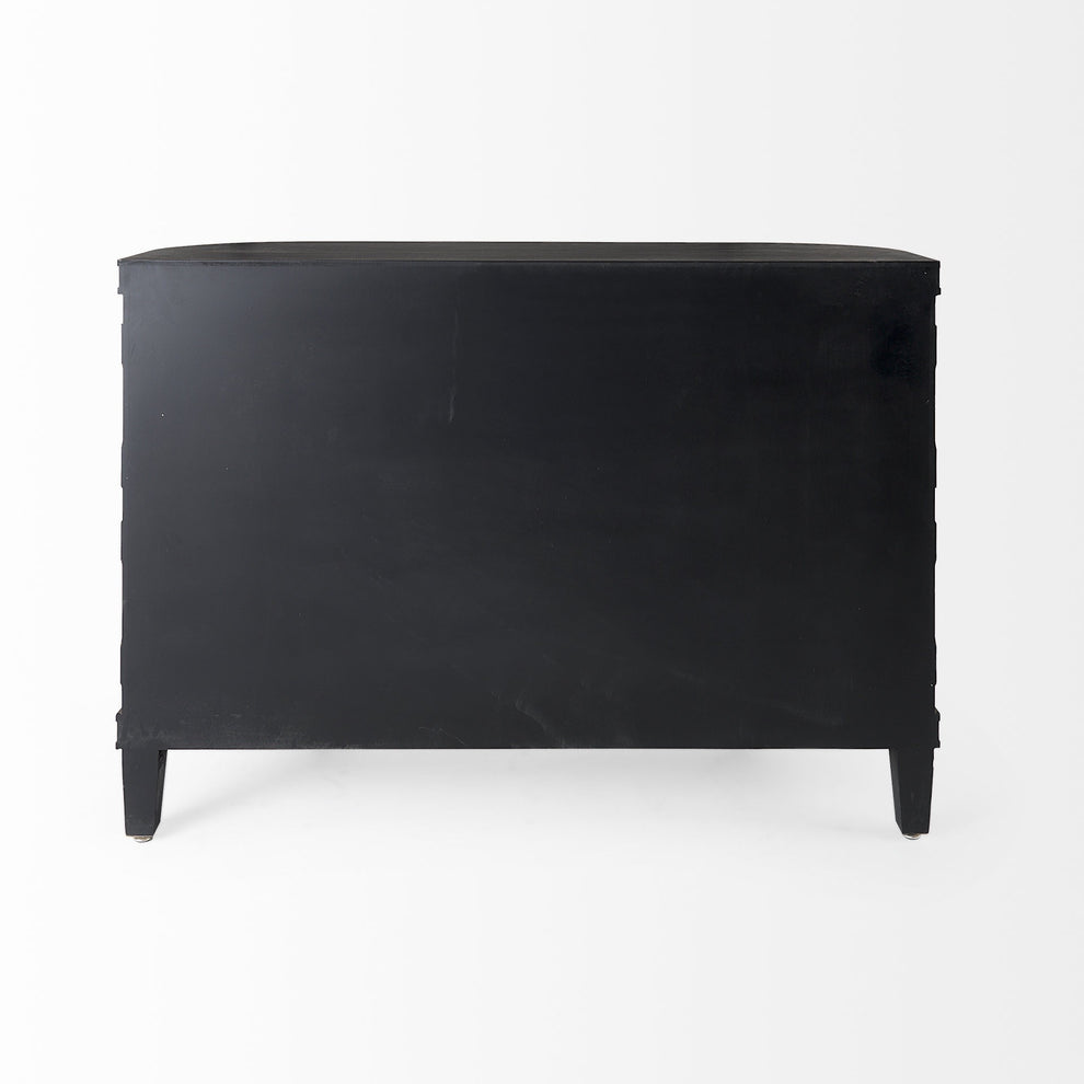 Curved Dark Brown Diamond Pattern Four Door Cabinet By Homeroots | Cabinets | Modishstore - 4