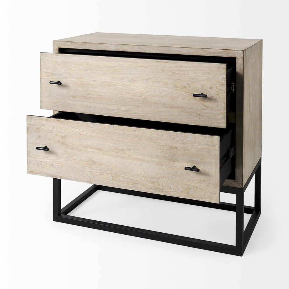Rustic Modern Light Wash Two Drawer Chest By Homeroots | Cabinets | Modishstore - 5