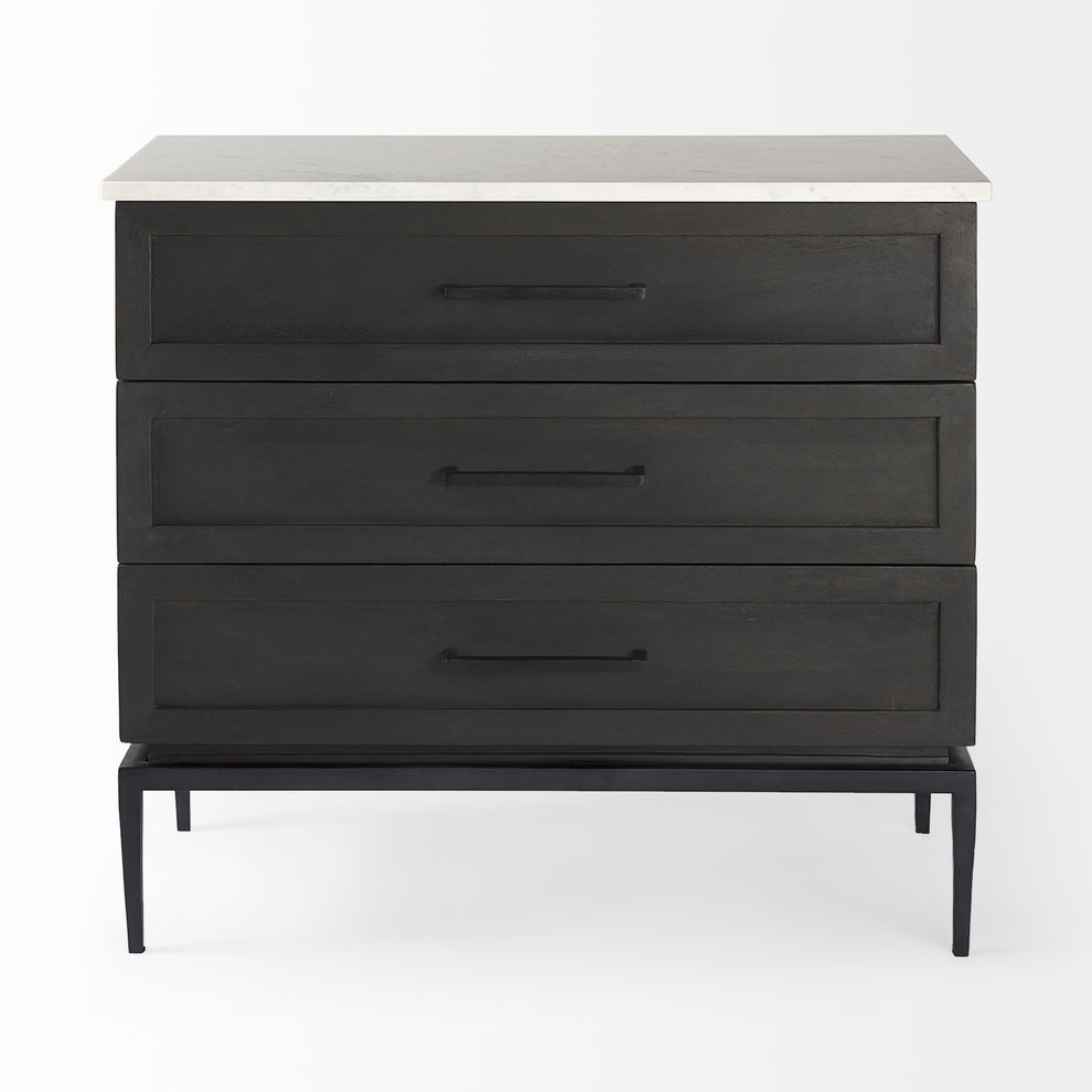 HomeRoots Updated Rustic Dark and Light Marble Top Dresser