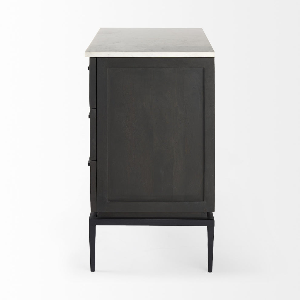 Updated Rustic Dark And Light Marble Top Dresser By Homeroots | Cabinets | Modishstore - 3