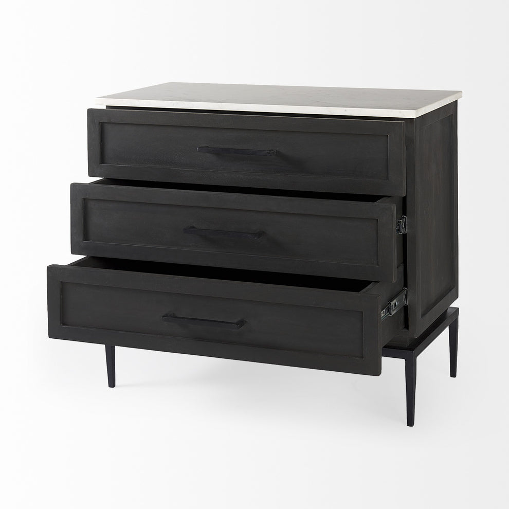 HomeRoots Updated Rustic Dark and Light Marble Top Dresser