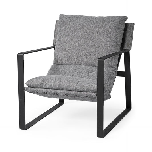 Stone Gray and Black Metal Sling Chair By Homeroots | Accent Chairs | Modishstore