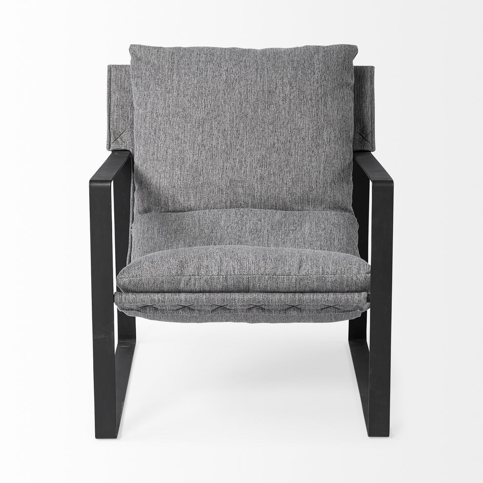 Stone Gray and Black Metal Sling Chair By Homeroots | Accent Chairs | Modishstore - 3