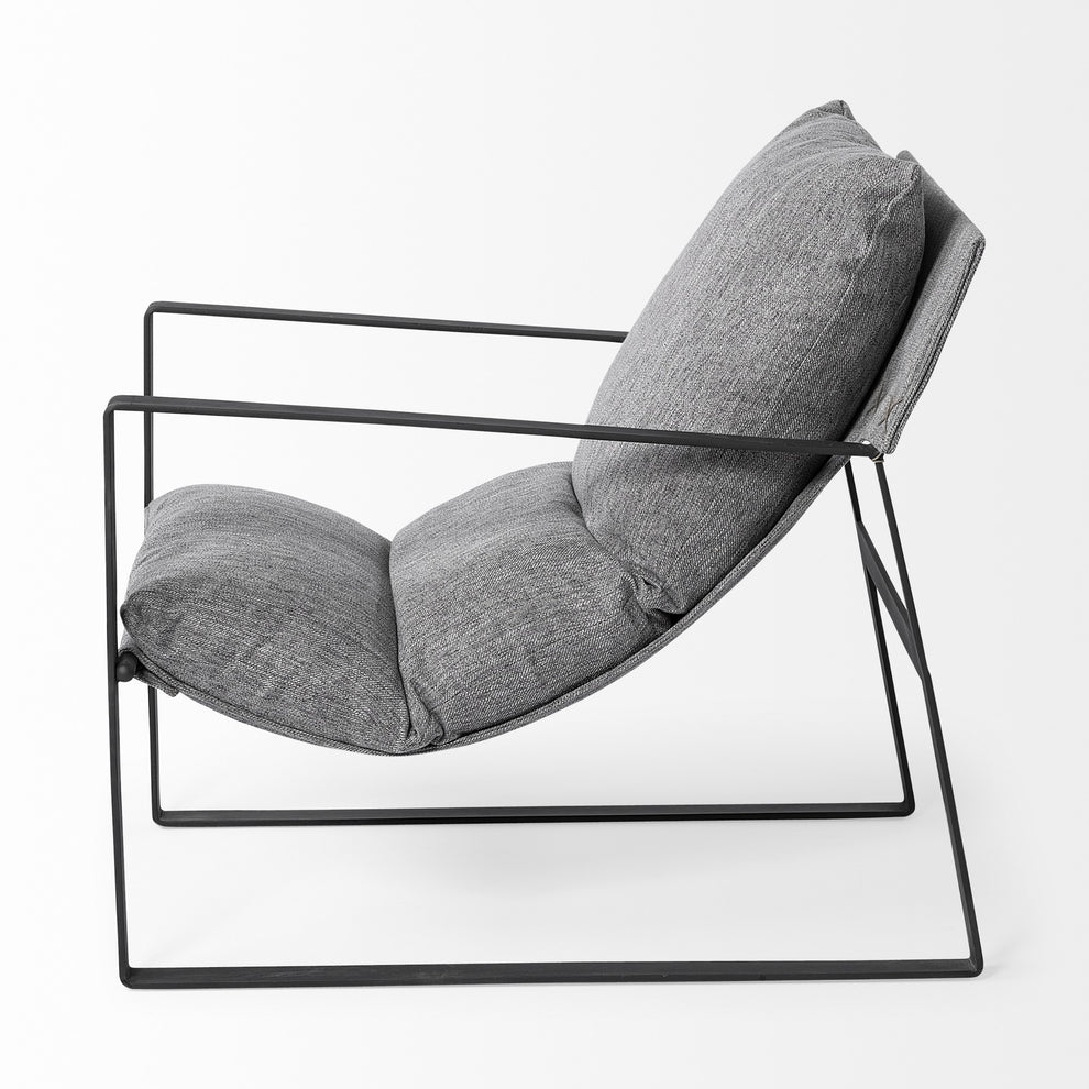 Stone Gray and Black Metal Sling Chair By Homeroots | Accent Chairs | Modishstore - 4
