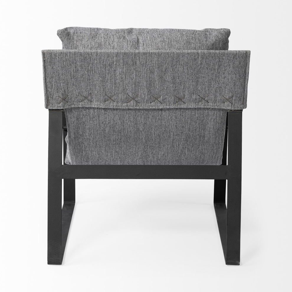 Stone Gray and Black Metal Sling Chair By Homeroots | Accent Chairs | Modishstore - 5