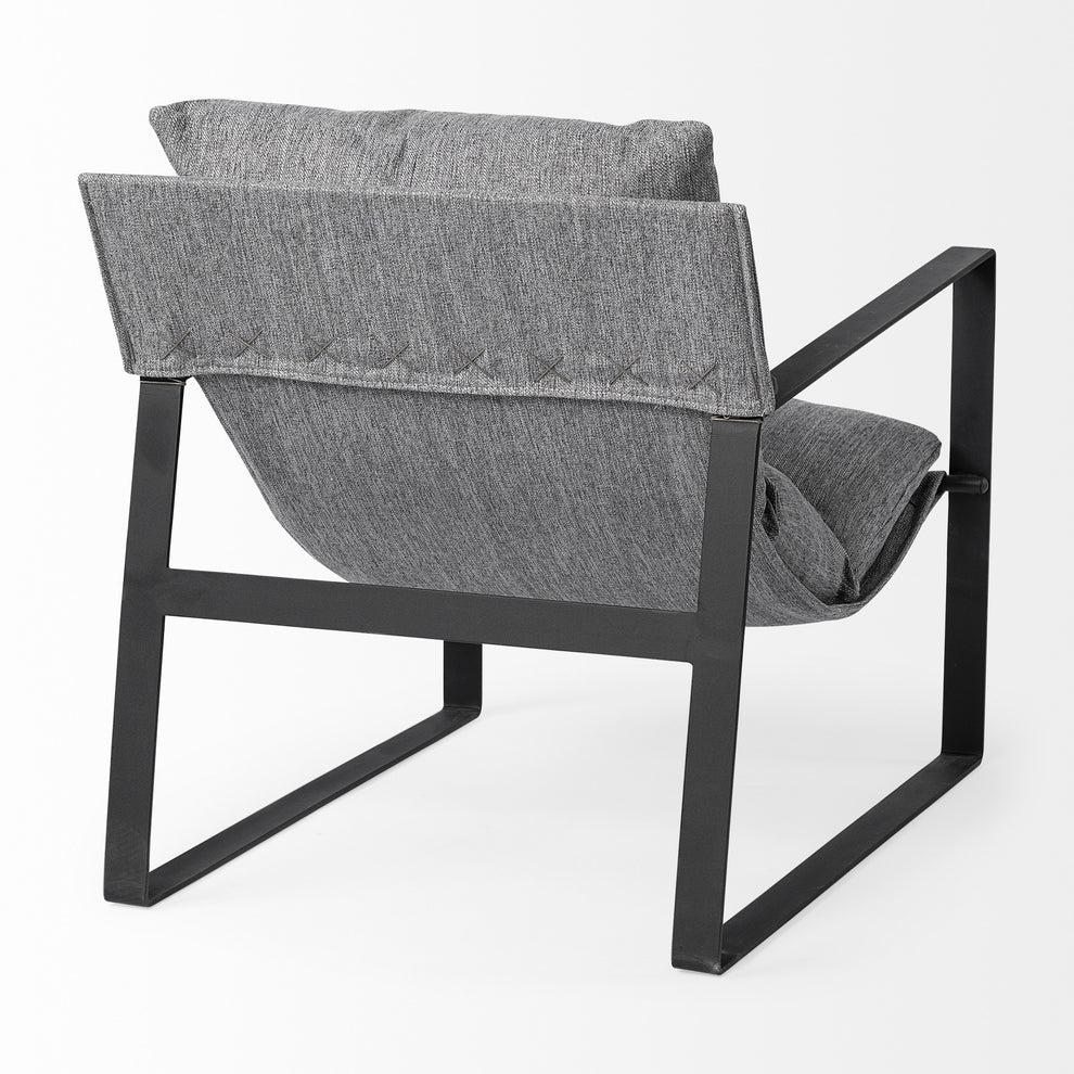 Stone Gray and Black Metal Sling Chair By Homeroots | Accent Chairs | Modishstore - 6