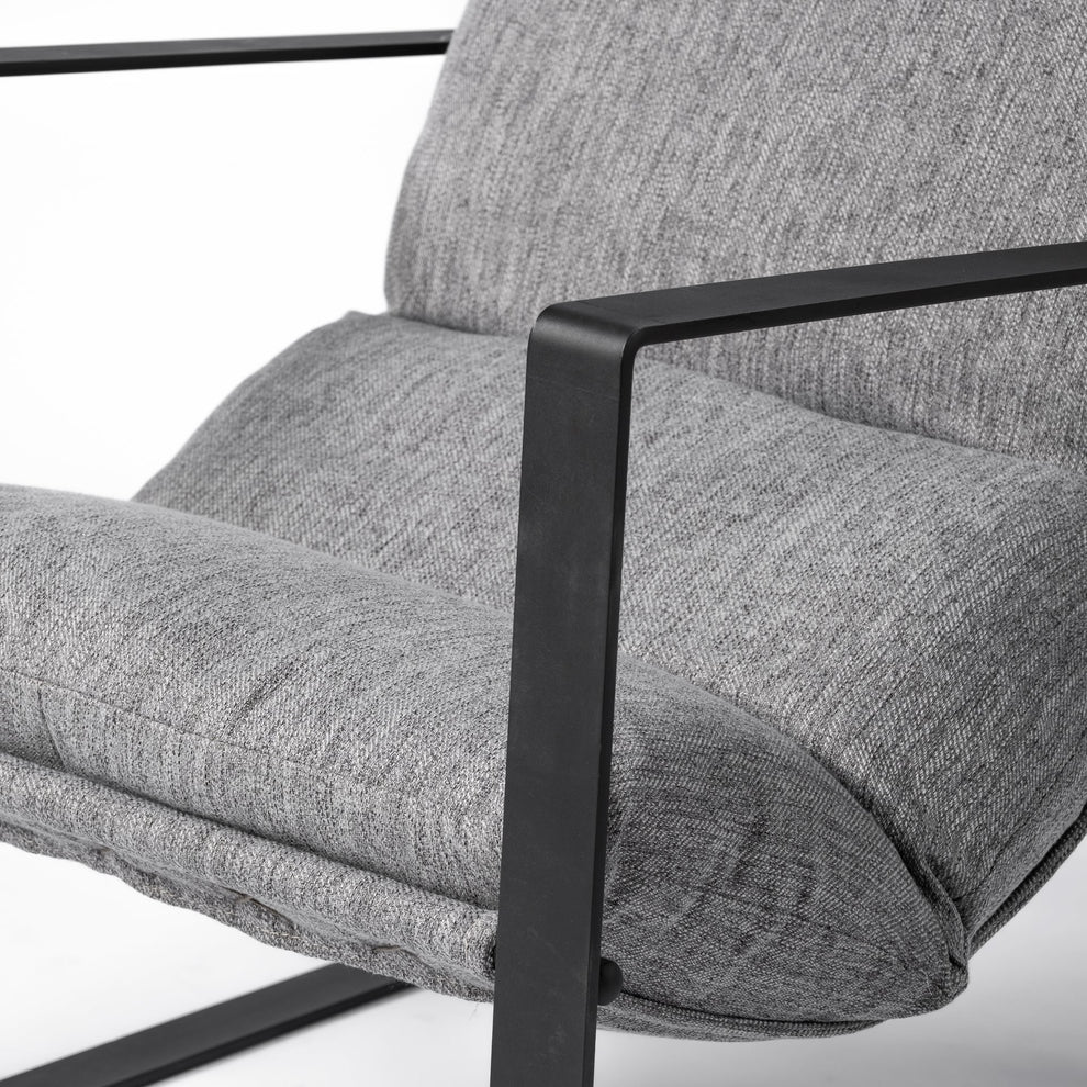 Stone Gray and Black Metal Sling Chair By Homeroots | Accent Chairs | Modishstore - 7