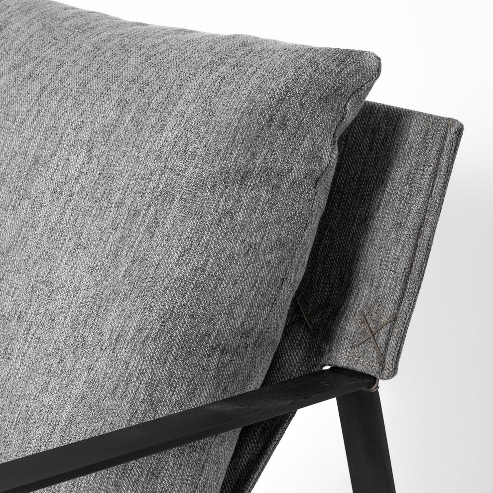 Stone Gray and Black Metal Sling Chair By Homeroots | Accent Chairs | Modishstore - 8