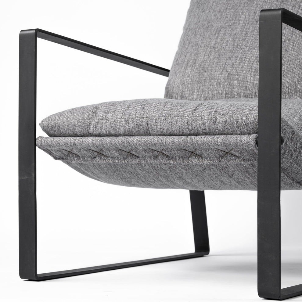 Stone Gray and Black Metal Sling Chair By Homeroots | Accent Chairs | Modishstore - 2