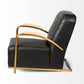 Black Leather Diamond Pattern Gold Club Chair By Homeroots