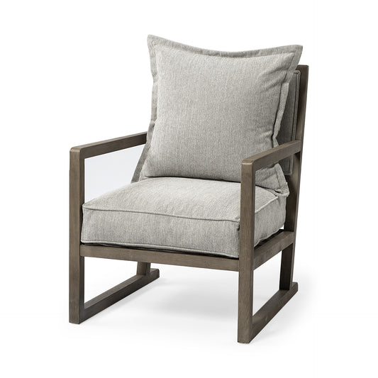Wooden Accent Chair with Ash Gray Cushions By Homeroots | Accent Chairs | Modishstore