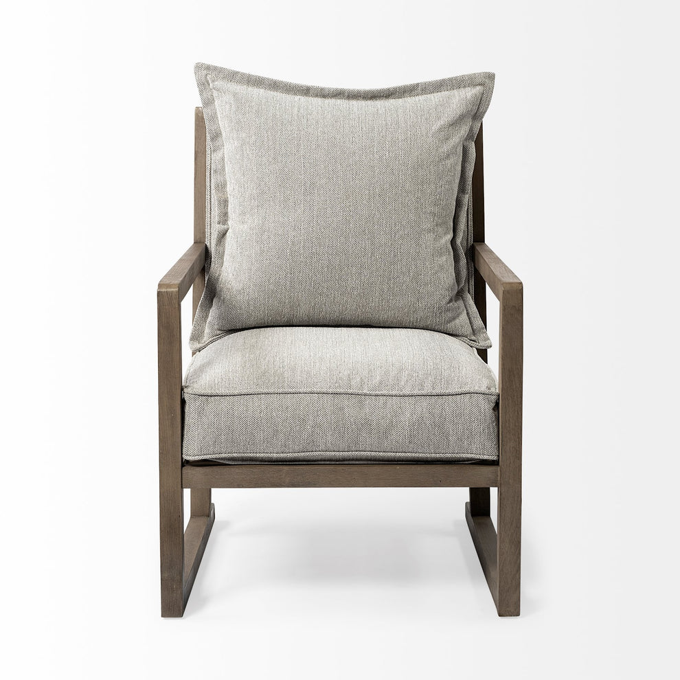 Wooden Accent Chair with Ash Gray Cushions By Homeroots | Accent Chairs | Modishstore - 3