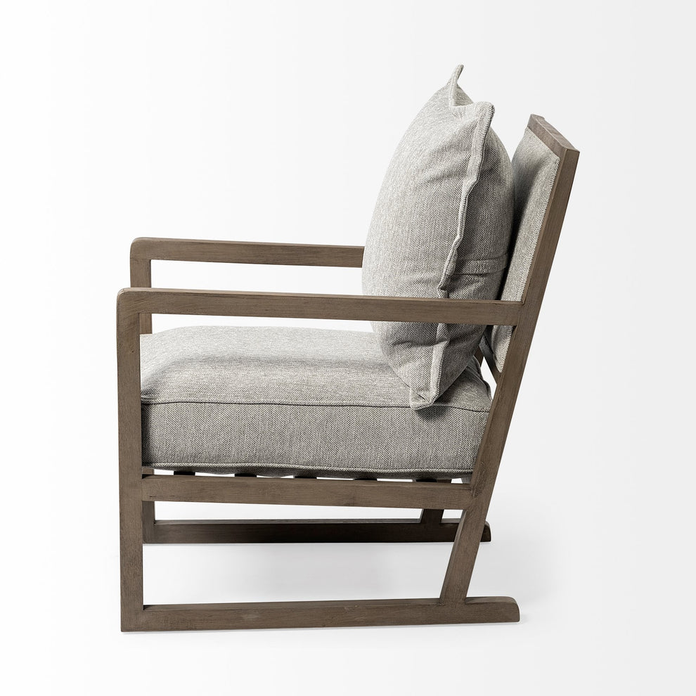 Wooden Accent Chair with Ash Gray Cushions By Homeroots | Accent Chairs | Modishstore - 4