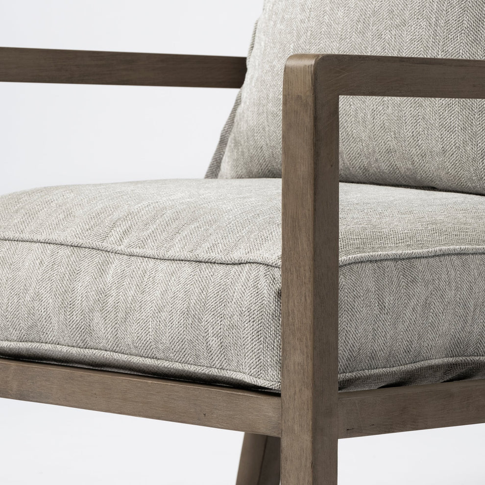 Wooden Accent Chair with Ash Gray Cushions By Homeroots | Accent Chairs | Modishstore - 7